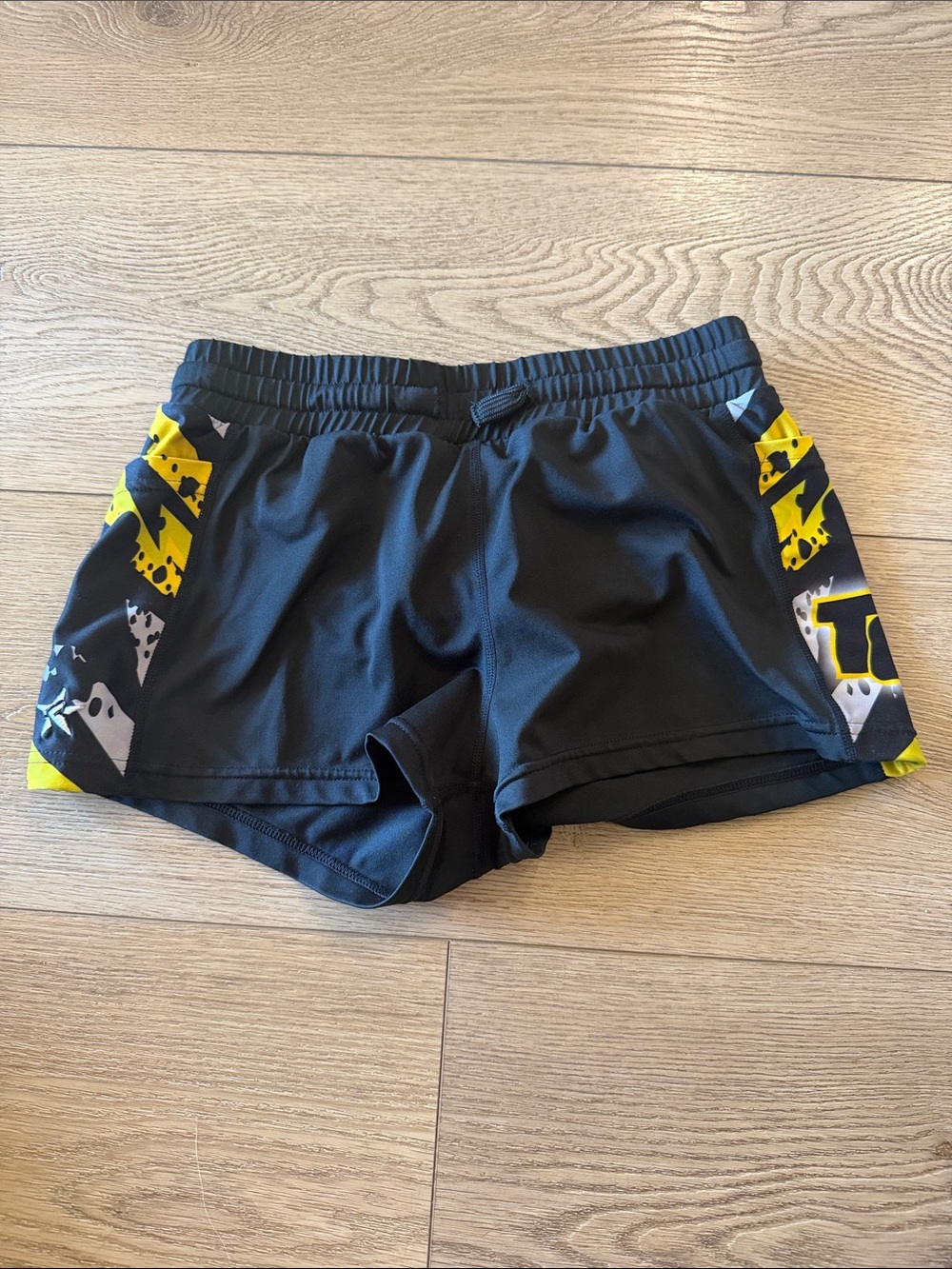 TopGun Rebel Black Athletic Shorts with Yellow Accent